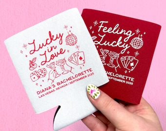 Feeling Lucky Bachelorette Party Las Vegas Bachelorette Favors Casino Birthday Decorations Can Cooler Girls Trip Decor Vegas Wedding Party