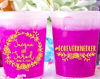 Personalized Color Changing Cups, Custom Wedding Cups, Printed Cups, Plastic Cups, Custom Mood Cups, Party Cups, Wedding Favors For Guest,