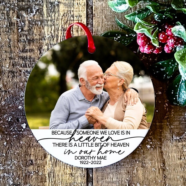 Personalized Memorial Christmas Ornament In Loving Memory Custom Photo Ornament Loss of Loved One Grandparents Grandmother Mom Dad