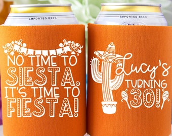 Personalized Birthday Can Cooler, Fiesta Birthday Drink Coolers, 30th Birthday Can Coolers, Fiesta Party Favors, Cactus Can Coolers