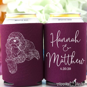 Personalized Wedding Favors, Pet Sketch Can Coolers, Dog Drawing Can Coolers, Wedding Drink Holder, Pet Lover Wedding, Rehearsal Dinner