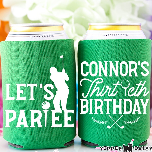 Let's Partee, Thirtieth Birthday Party Favor, 30th Birthday Can Cooler, Golf Birthday Party, Golfer Birthday Can Cooler, Beverage Can Holder