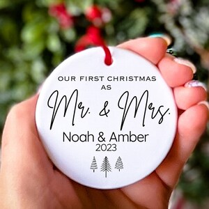 First Christmas Married Ornament Mr and Mrs Christmas Tree Ornament Our First Christmas Married Mr Mrs Ornament Personalized Wedding Gift