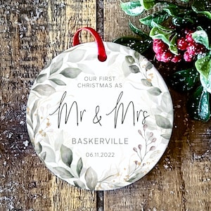 Mr and Mrs Christmas Ornament Custom Wedding Gift First Christmas Married Ornament Our First Christmas as Mr and Mrs Ornament 2024 Ornament