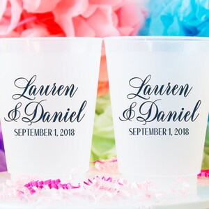 Frosted Cups Custom Wedding Cups Personalized Plastic Cup Wedding Party Cups Frost Flex Cups Printed Cups Monogram Cups Plastic Cups