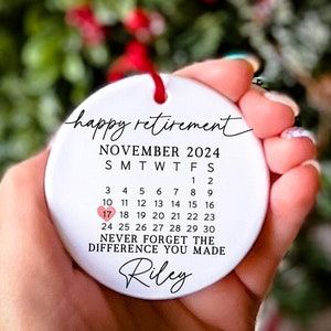 Retirement Gifts for Men and Women 2025 Christmas Ornament Never Forget the Difference You Made Appreciation Gift for Coworker Keepsake