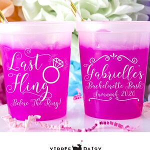 Bachelorette Bash Cups, Last Fling Before The Ring, Custom Bachelorette Cups, Color Changing Cups, Bachelorette Party Cups, Printed Cups