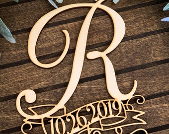 Monogram Cake Topper, Wooden Cake Topper, Personalized Wedding Cake Topper, Rustic Cake Topper, Initial Cake Topper, Wedding Cake Decor,