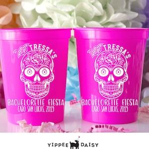 Sugar Skull Cups, Bachelorette Party Cups, Bachelorette Fiesta Cups, Bridal Party Favors, Bachelorette Weekend, Hen Party Cups, Plastic Cups