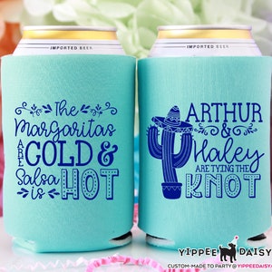 Fiesta Wedding Favor Personalized Can Cooler Margarita Bar Custom Wedding Favor Mexico Wedding Can Cooler Beer Cooler Wedding Giveaway