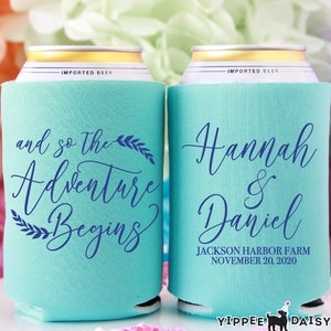 Personalized Can Cooler, Wedding Party Can Holder, Rustic Wedding Can Hugger, Custom Wedding Favors, Outdoor Wedding Can Sleeve