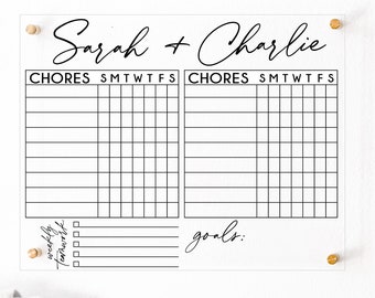 Custom Chore Chart for Kids Editable Teens Chore Chart Dry Erase Acrylic Child Chore Chart Adults Family Reusable Responsibility Chart