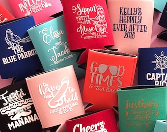 Custom Wedding Favors Personalized Can Cooler Favors for Weddings Wedding Can Cooler Wedding Reception Favors for Guests Bachelorette Party