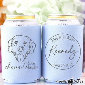 Wedding Can Cooler with Dog Personalized Dog Can Holder Dog Cooler Wedding Pet Can Cooler Personalized Wedding Dog Can Cooler with Pet