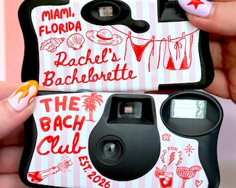 The Bach Club Beach Bachelorette - Funda desechable personalizada para cámara - Cubierta desechable para cámara para despedida de soltera - Fiesta de despedida de soltera en la playa