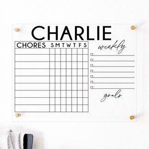 Custom Chore Chart for Boy or Girl Dry Erase Acrylic Chore Chart Editable Checklist Daily Routine Daily Chores Reward System Homeschool