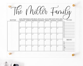 2023 2024 Planner Calendar for Family Home Organization Home Office Decor Family Calendar Glass Calendar Modern Wall Calendar