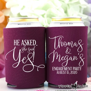 He Asked, She Said Yes, Engagement Party Can Cooler, Wedding Shower Can Sleeve, Engagement Can Holder, Reception Can Cooler, Beer Hugger