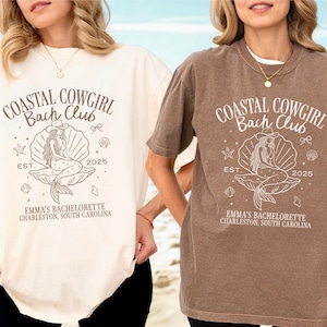 Coastal Cowgirl Custom Bachelorette Party Shirts Personalized Custom T-Shirt Western Bachelorette Cowgirl Beach Charleston Nashville Country