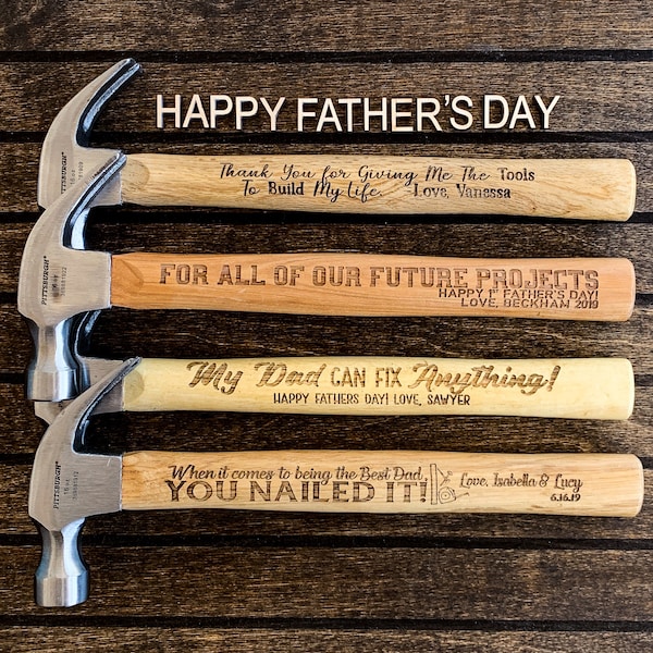 Personalized Laser Engraved Hammer, Father's Day Gift, Hammer Gift For Husband, Wooden Hammer, Custom Gift For Dad, Personalized Tools