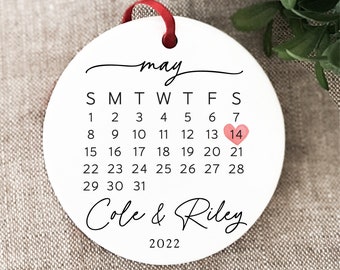 Couple Gift Wedding Gift Married Ornament Wedding Date Ornament Calendar Anniversary Gift Our First Christmas Newlywed Gift Engagement Gift