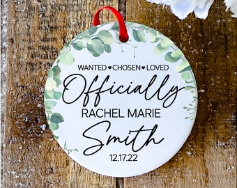 Personalized Adoption Ornament, Christmas Tree Decoration, Custom Adopted Ornament, Adoption Day Ornament, First Christmas Adopted