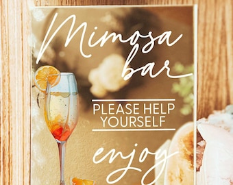 Mimosa Bar Sign - Gold Mirror or Clear Acrylic - Bubbly & Brunch - Wedding Bar Sign - DIY Party Sign - Bridal Shower - Baby Shower