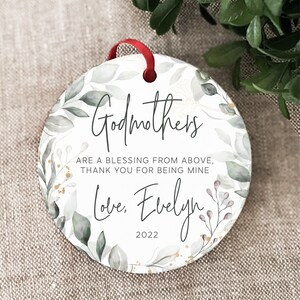 Godmother Ornament Godparents Godparent Gift Godfather Baptism Gift for Godparents 2025 Christmas Ornament New Godparents Gift from Godchild