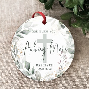 Personalized God Bless Christmas Ornament Baptism Ornament for Girl Goddaughter Gift Dedication Ornament Keepsake Baptized Ornament Custom