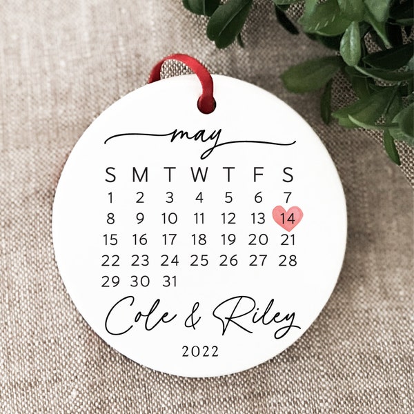 Couple Gift Wedding Gift Married Ornament Wedding Date Ornament Calendar Anniversary Gift Our First Christmas Newlywed Gift Engagement Gift