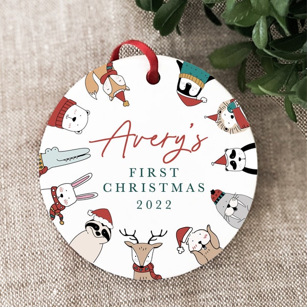 Baby's First Christmas Ornament 2022 Personalized Baby's 1st Christmas Ornament Ceramic Baby's First Christmas Gift Newborn Ornament