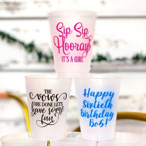 Custom Cups Personalized Cups Party Cups Wine Cups Frosted Cup Birthday Party Wedding Cups Wedding Favors for Guests Printed Plastic Cups