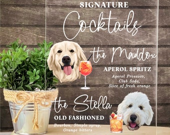 Custom Dog Signature Drinks Sign Wedding Custom Dog Drink Sign Wedding Pet Bar Sign Pet Signature Drink Sign Bar Menu Sign Cocktail Bar Sign