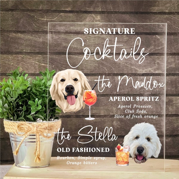 Custom Dog Signature Drinks Sign Wedding Custom Dog Drink Sign Wedding Pet Bar Sign Pet Signature Drink Sign Bar Menu Sign Cocktail Bar Sign