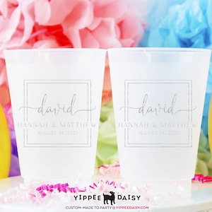 Personalized Wedding Cups, Frosted Wedding Cups, Custom Party Cups, Wedding Reception Cups, Frost Flex Cups, Modern Wedding Cups