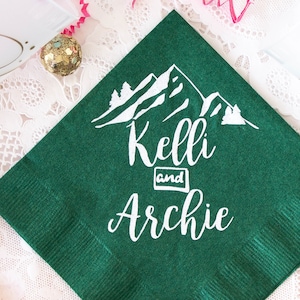 Personalized Napkins, Custom Napkins, Wedding Napkins, Mountain Wedding, Party Napkins, Birthday Napkins, Rehearsal Dinner, Bridal Shower