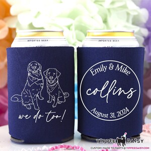 Custom Pet Illustration Wedding Can Cooler Dog Wedding Decor Beverage Holder Personalized Wedding Favor Pet Portrait Can Cooler Can Holder