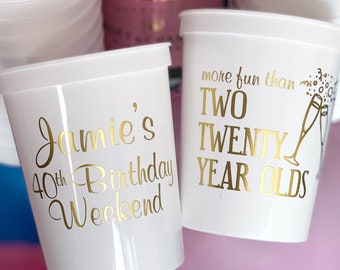 40th Birthday Decor, 40th Favors, 40th Decorations, Personalized Cups, Party Cups, Milestone Birthday, 40th Party, Stadium Cup, Plastic Cup