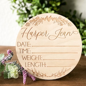 Custom Wood Birth Plaque, Newborn Announcement Sign, Baby Name Announcement Sign, New Baby Birth Stats Sign, Hospital Photo Prop