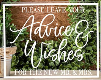 Acrylic Wedding Sign Advice Sign New Mr & Mrs Newlyweds Couple Table Top Signage Reception Decor Wedding Advice Sign Wishes Sign Newlyweds