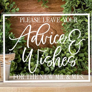 Acrylic Wedding Sign Advice Sign New Mr & Mrs Newlyweds Couple Table Top Signage Reception Decor Wedding Advice Sign Wishes Sign Newlyweds