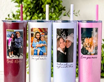 Custom Picture Tumbler Photo Tumbler with Straw Friend Birthday Gift for Her Coffee Tumbler Gift for Mom from Kids Personalized Photo Gift