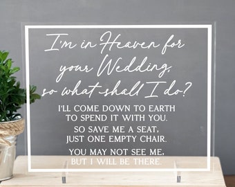 Wedding Memorial Table Sign Acrylic Sign for Tabletop Heaven Wedding Decor Wedding Memorial Ceremony Reception Tabletop Sign Lucite Sign