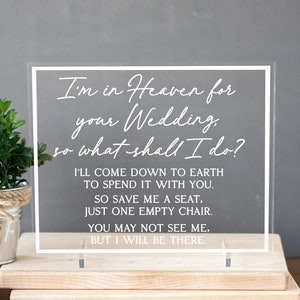 Wedding Memorial Table Sign Acrylic Sign for Tabletop Heaven Wedding Decor Wedding Memorial Ceremony Reception Tabletop Sign Lucite Sign