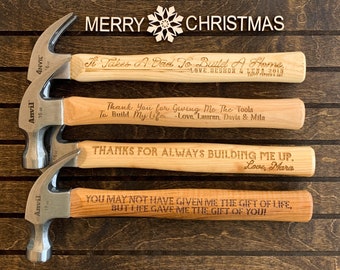 Personalized Hammer For Dad, Custom Engraved Hammer, Personalized Tools, Hammer For Dad, Best Dad Gift, Stepdad Gift, Wooden Hammer