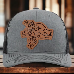 Custom Hat with Kids Names - Personalized Fist Bump Dad Hat - Father&#39;s Day Gift - Gift for Husband - Personalized Trucker Hat - New Dad Gift