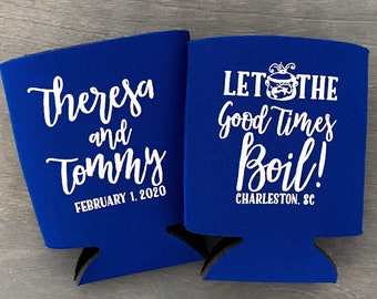 Crawfish Boil Wedding Favors for Guests Family Reunion Birthday Party Wedding Shower Custom Can Coolers Beer Holder Let the Good Times Boil