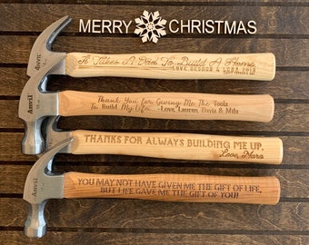 Laser Engraved Hammer For Dad, Father of the Bride Father of the Groom Gift, Christmas Gift For Him, Wooden Hammer, Best Dad Ever