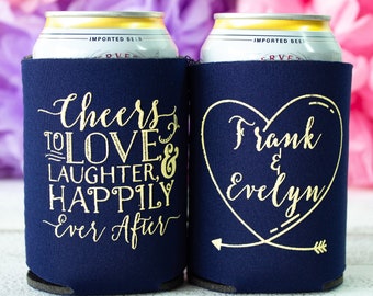 Wedding Can Coolers Rustic Wedding Favors for Guests Cheers to Love Beer Holder Custom Wedding Favors Country Wedding Gifts Reception Favor