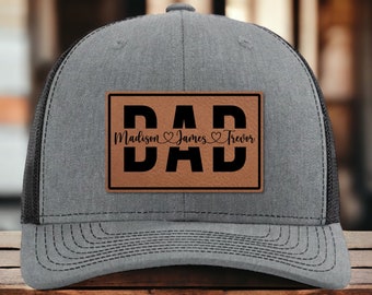 Personalized Dad Patch Hat - Custom Dad Hat - Custom Hat with Kids Names - Father&#39;s Day Gift - Trucker Hat - Gift from Kids - Fathers Day